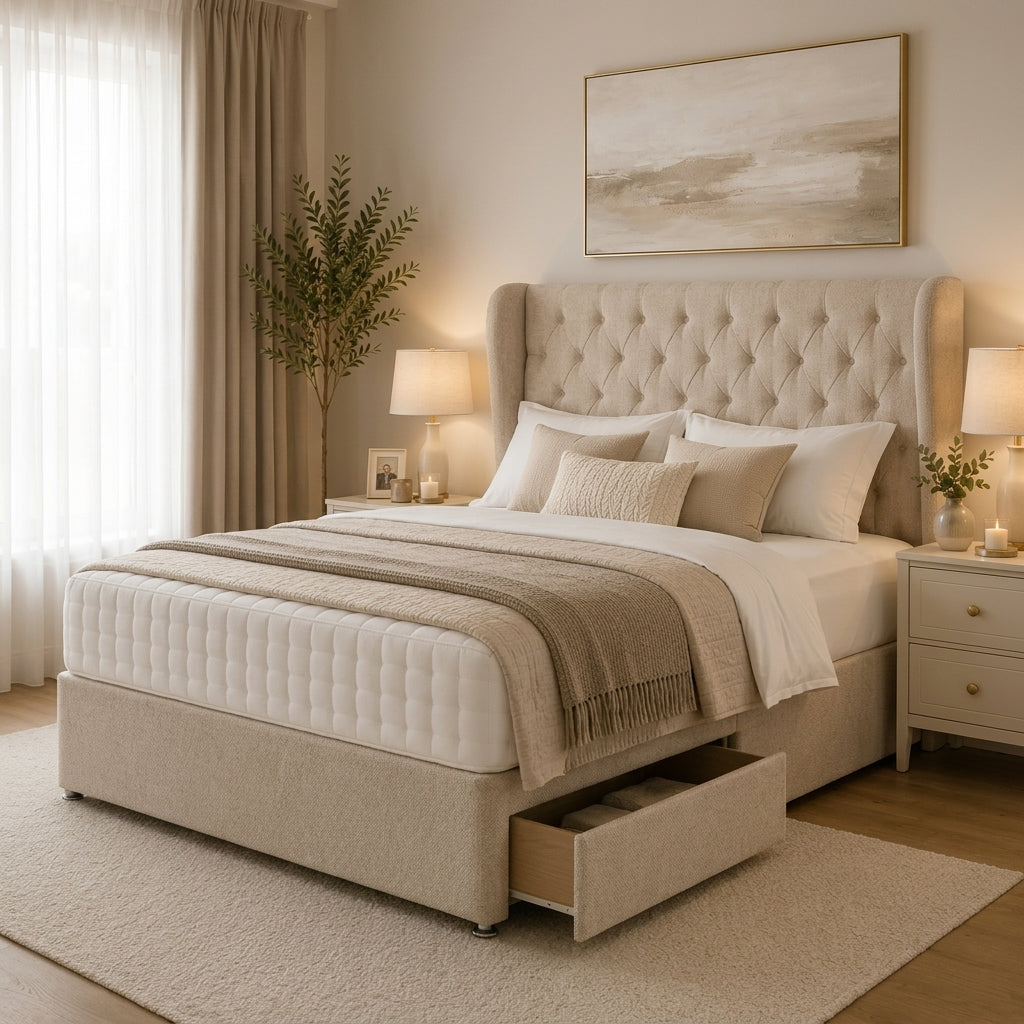 Jasmine Winged Drawer Bed